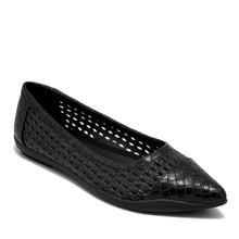 Dala Casual Flat | Black Faux Open Weave