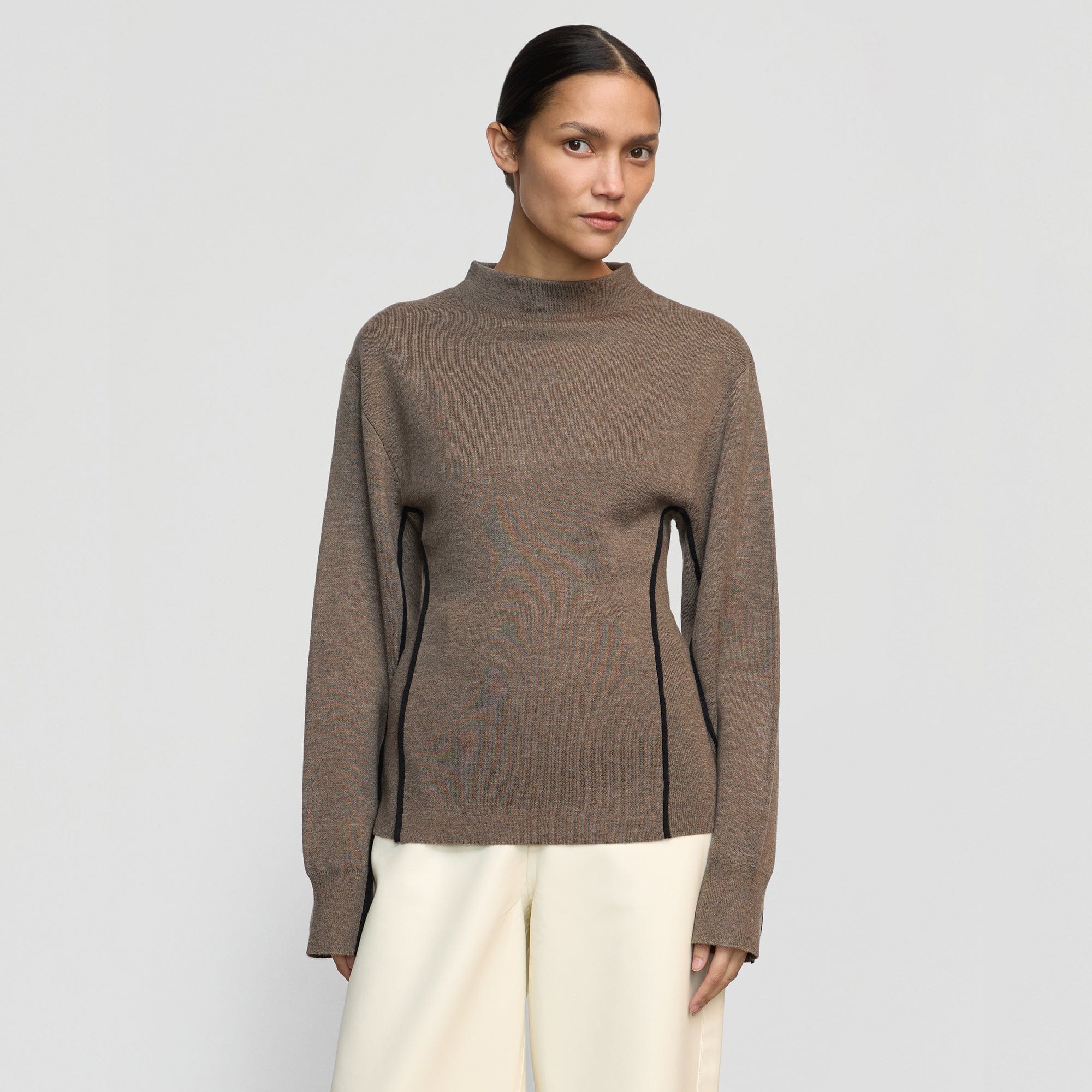 Charlotte | Clarice Contrast-Piping Sweater in Size Small