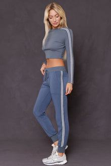 Women | Cloud Fleece Sparkle Stripe Jogger | Glass