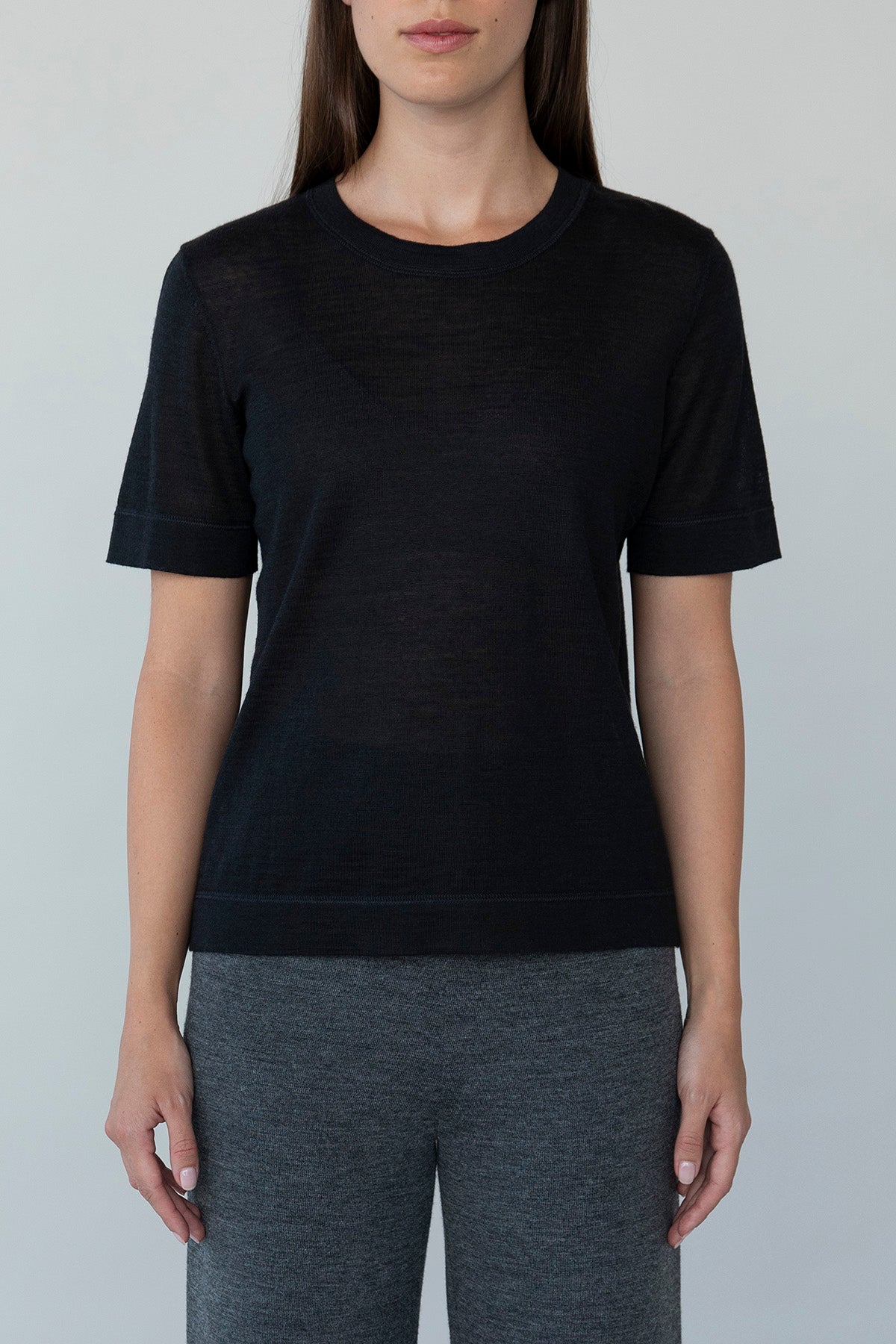 Crew Neck Sweater Tee | Black