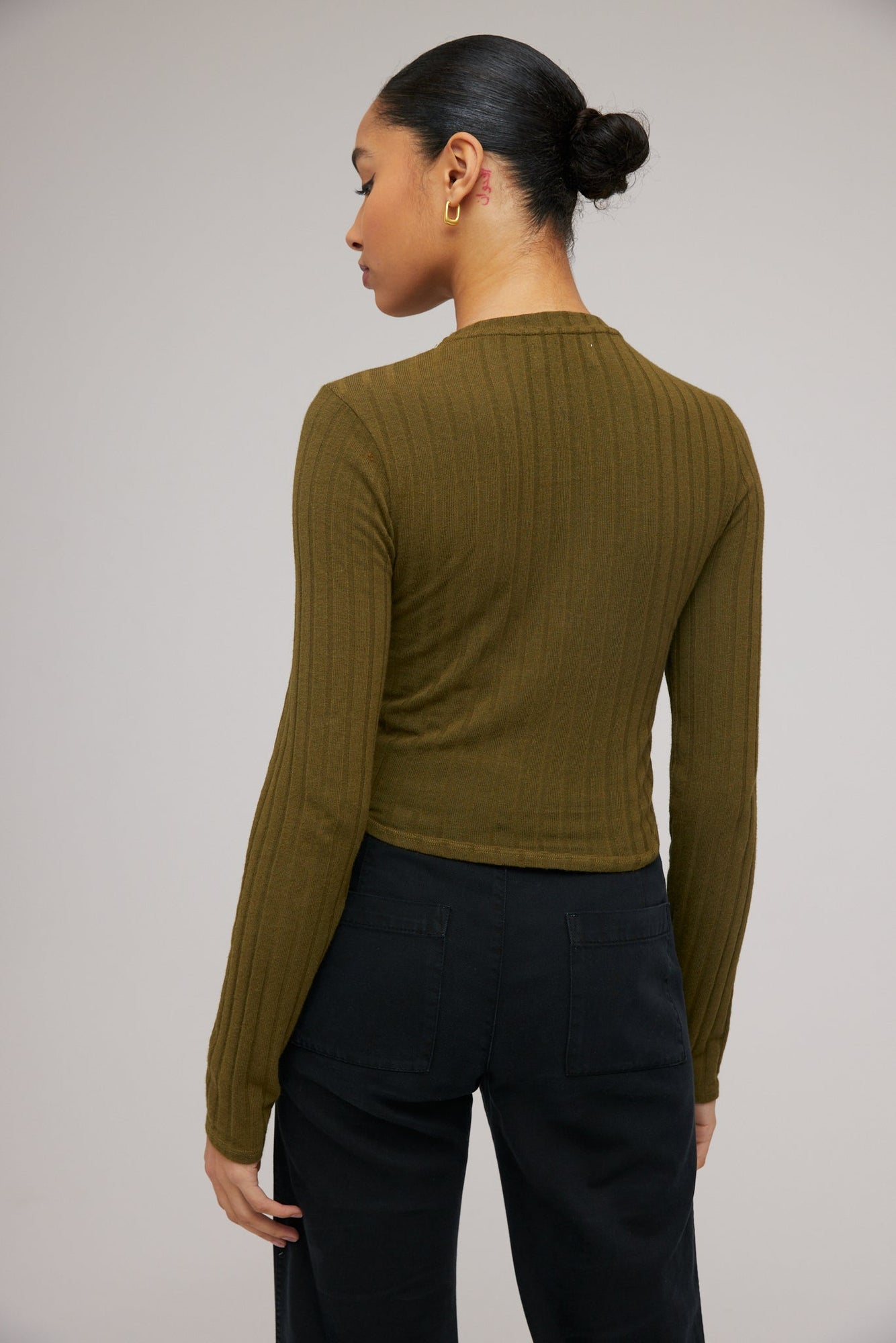 Long Sleeve Crop Crew Neck - Deep Rosemary