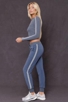 Women | Sparkle Stripe Ribbed Crop Tee | Glass