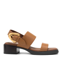 Dantay Sandal Block Heel | Tan Faux Soft Nappa