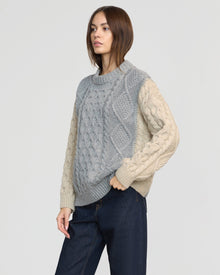 Beate | Dassie Color-Block Cable Sweater in Size Small