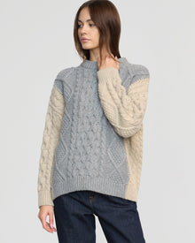 Beate | Dassie Color-Block Cable Sweater in Size Small