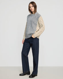 Beate | Dassie Color-Block Cable Sweater in Size Small