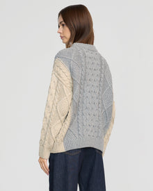 Beate | Dassie Color-Block Cable Sweater in Size Small