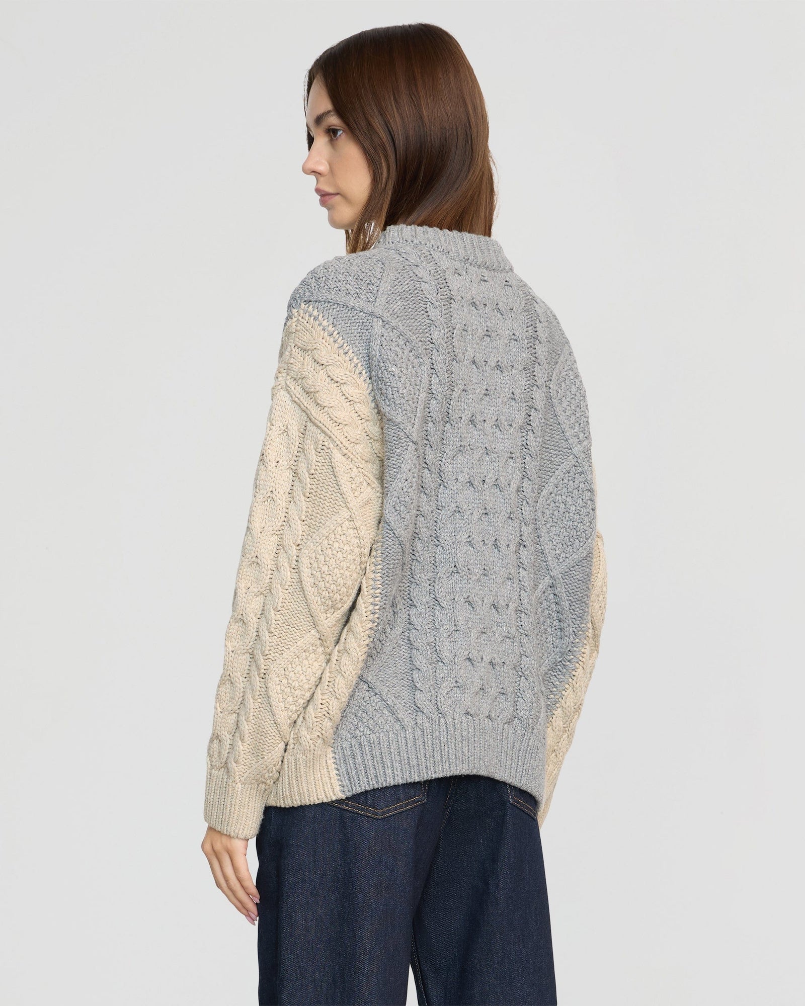Beate | Dassie Color-Block Cable Sweater in Size Small