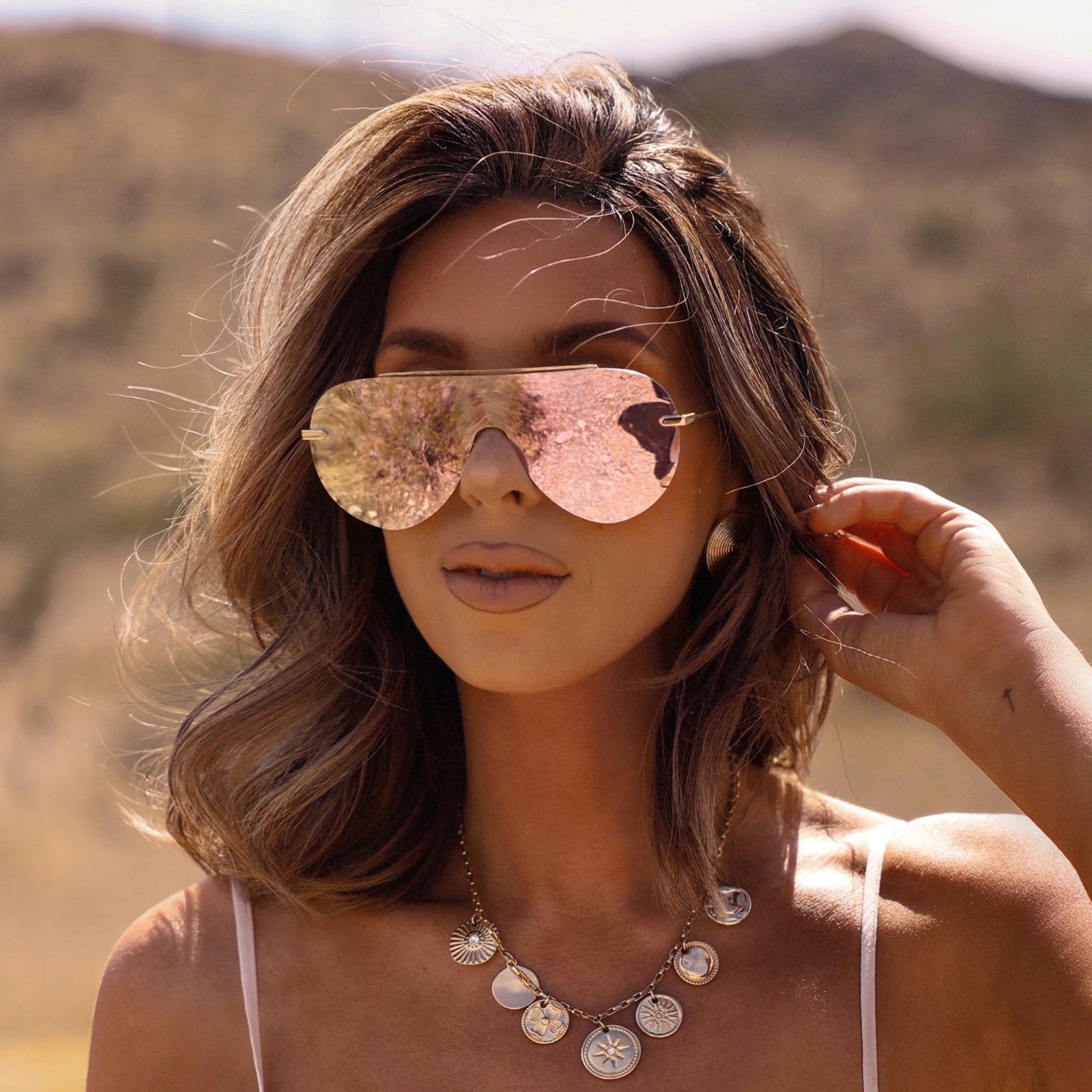 Unisex | Imani Sunglasses | Gold | Cherry Blossom Lenses