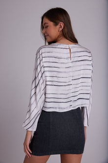 Dolman Sleeve Blouse - Frosted Stripe Print