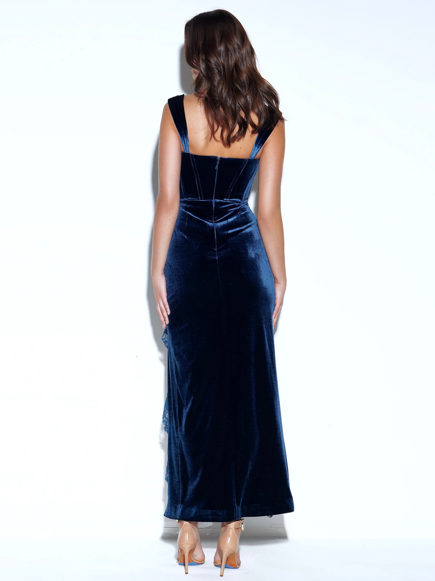 Odilia Lace Velvet Maxi Dress | Teal