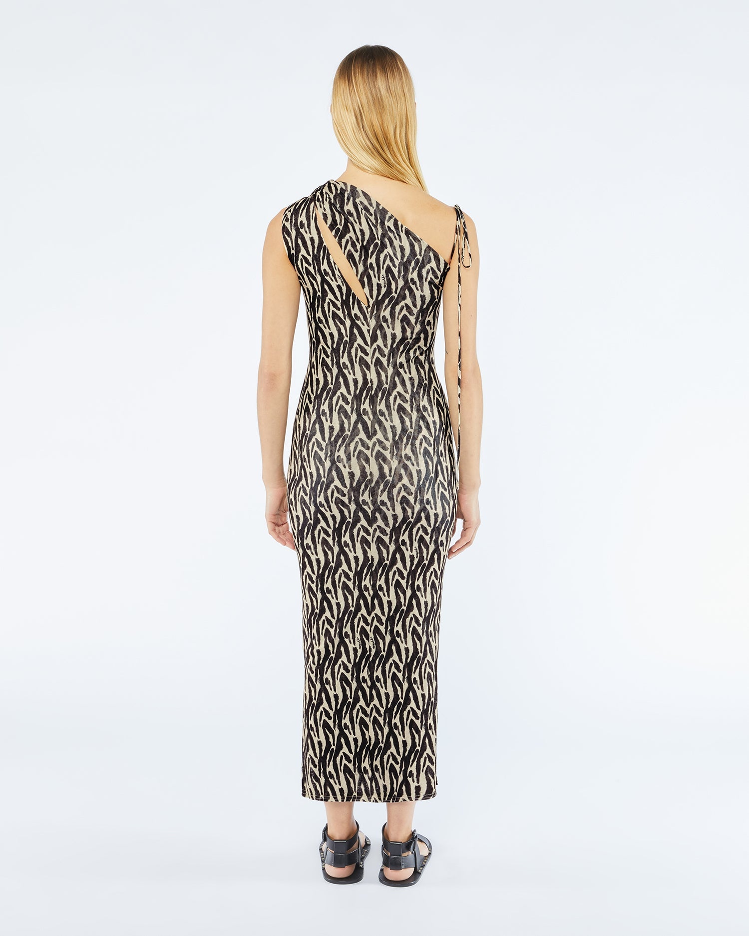 Womens | Camille Printed Mesh-Jersey Midi Dress | Brushtroke Animal