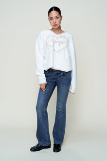 Womens | Guizio Heart Wool Sweater | White