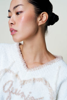 Womens | Guizio Heart Wool Sweater | White