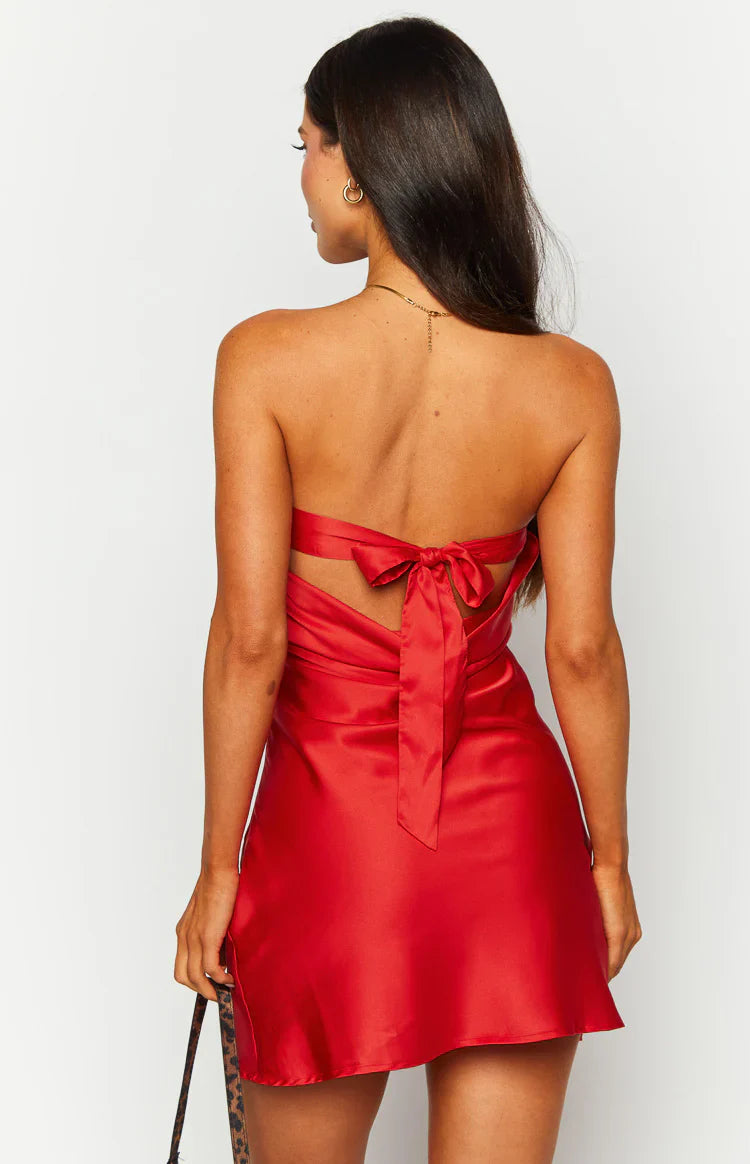 Ellie Strapless Mini Dress | Red