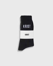 Embroidered Organic Cotton Rib Knit Socks in Black (2-Pack)