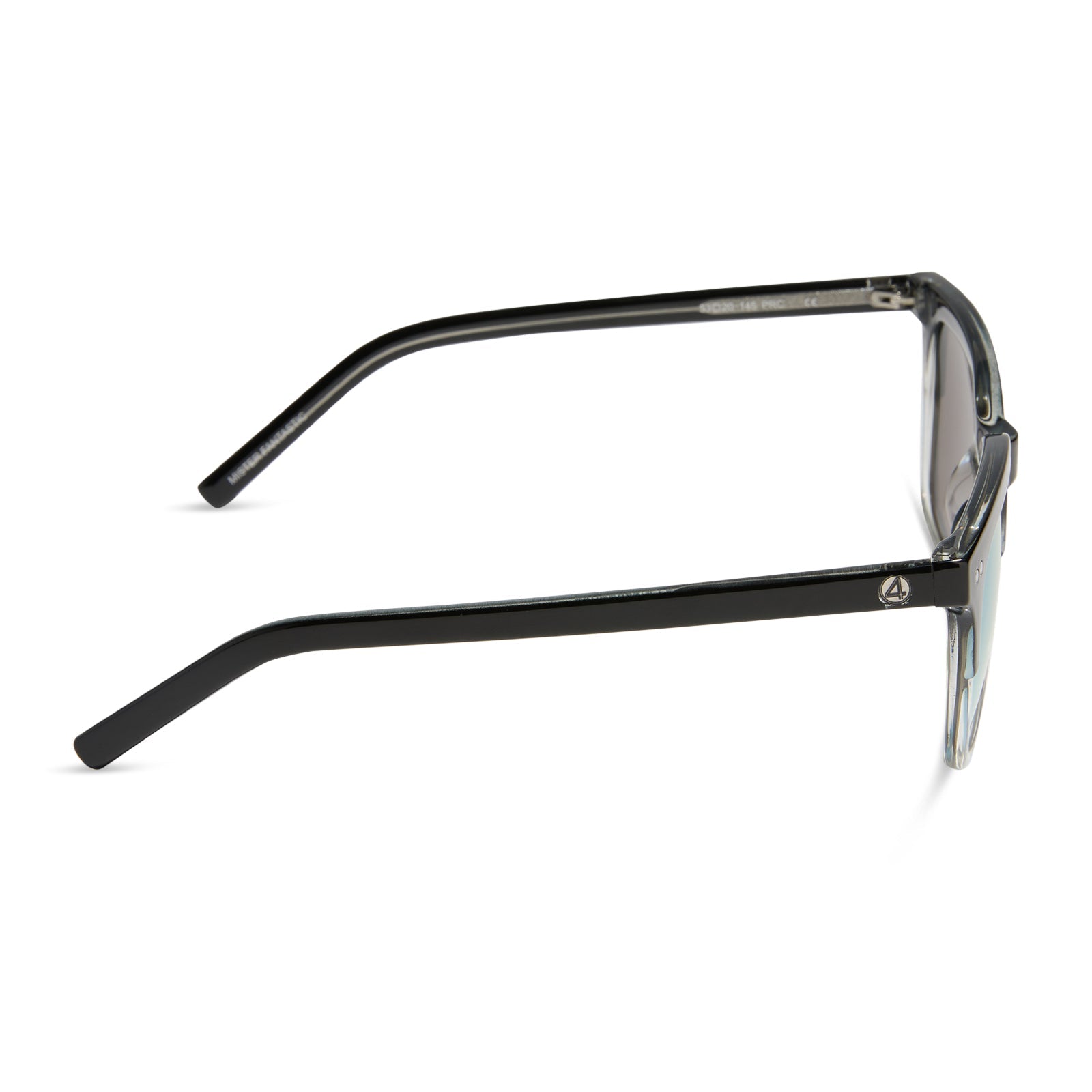 Unisex | Mr. Fantastic Sunglasses | Retro Black To Clear Gradient | Quantum Blue Polarized Lenses