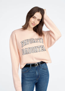 The Cropped Collegiate Sweatshirt | Pale Pink White