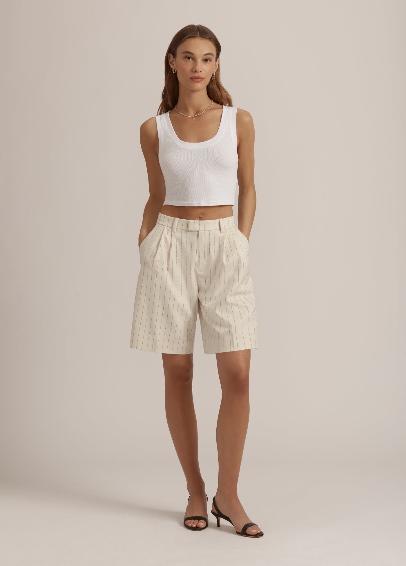 ivory navy pinstripe