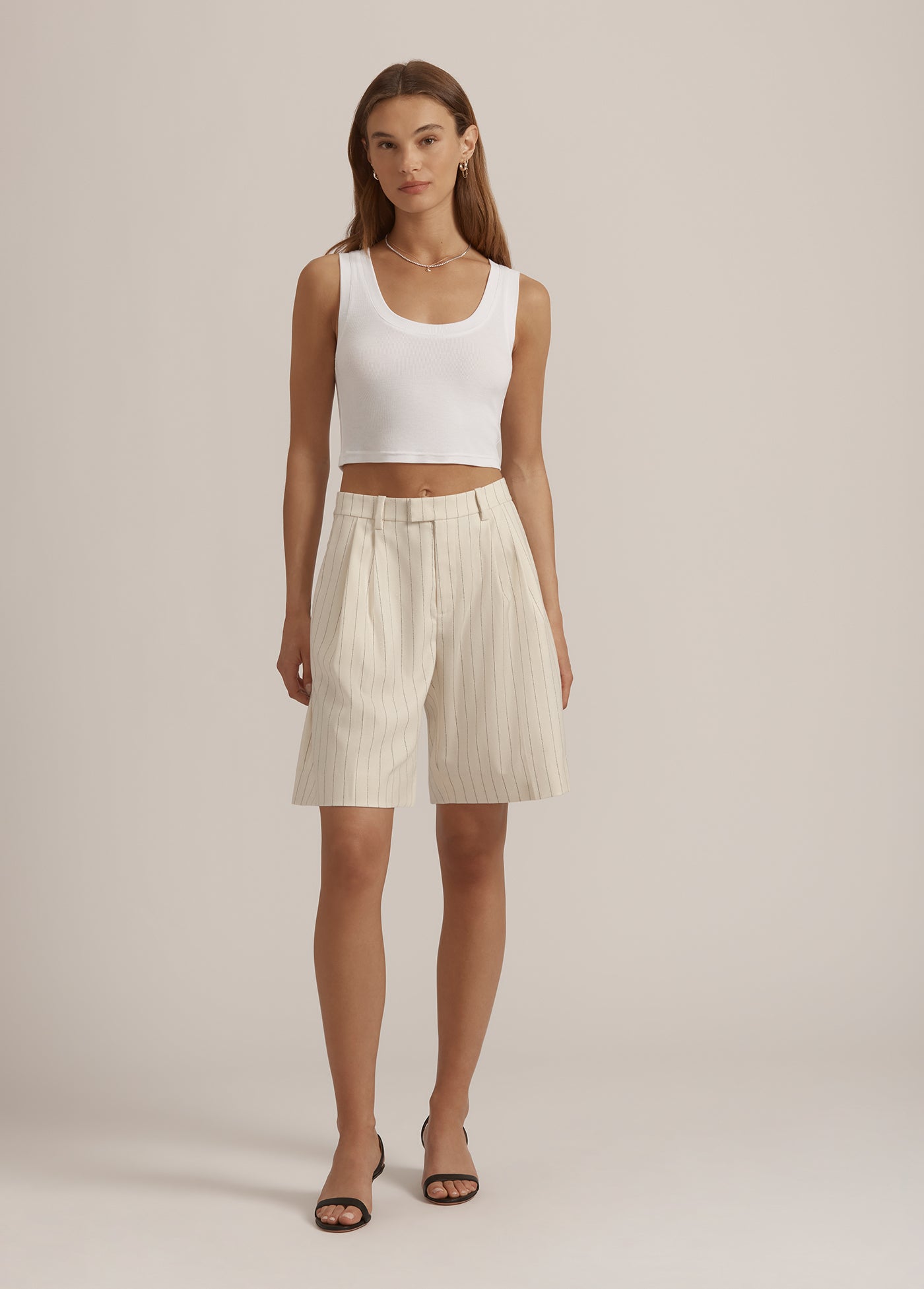 ivory navy pinstripe