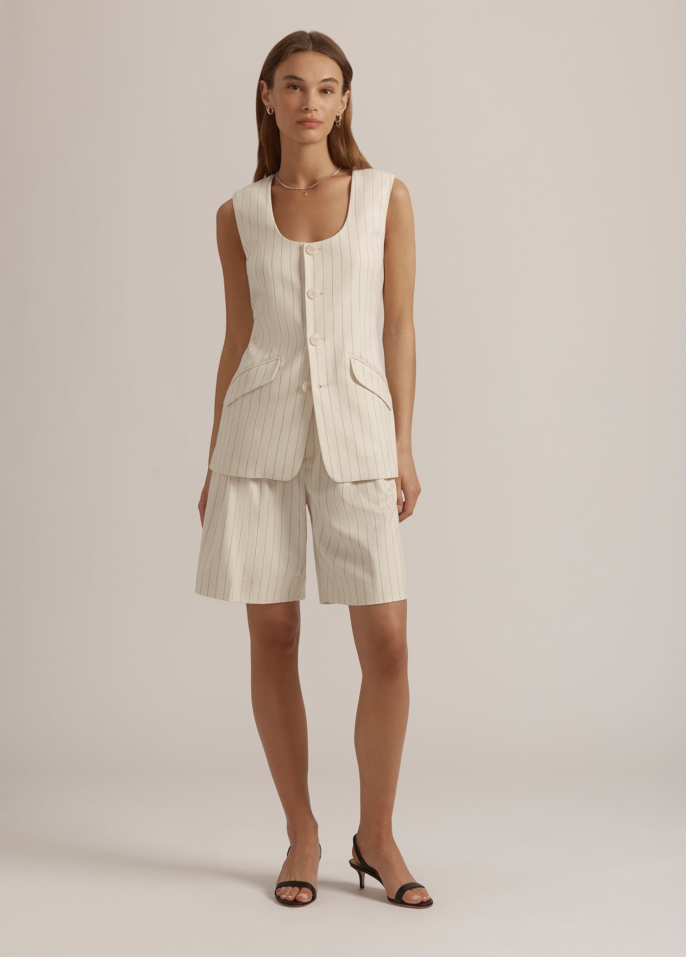 ivory navy pinstripe