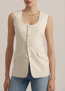 ivory navy pinstripe