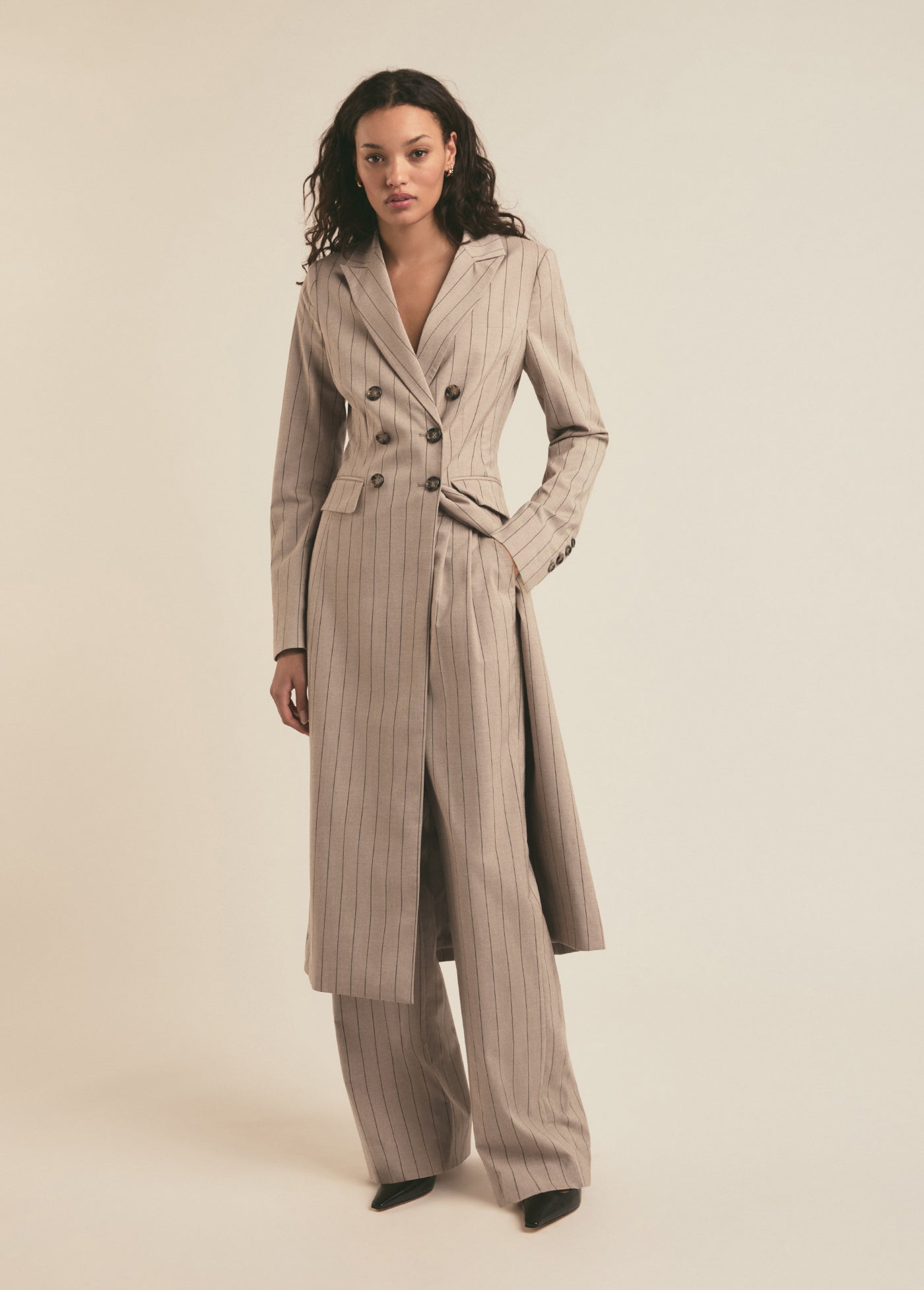 The Dream Favorite Pant | Natural Pinstripe