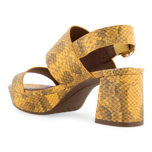 Camera Sandal Platform | Marigold Snake Print Leather