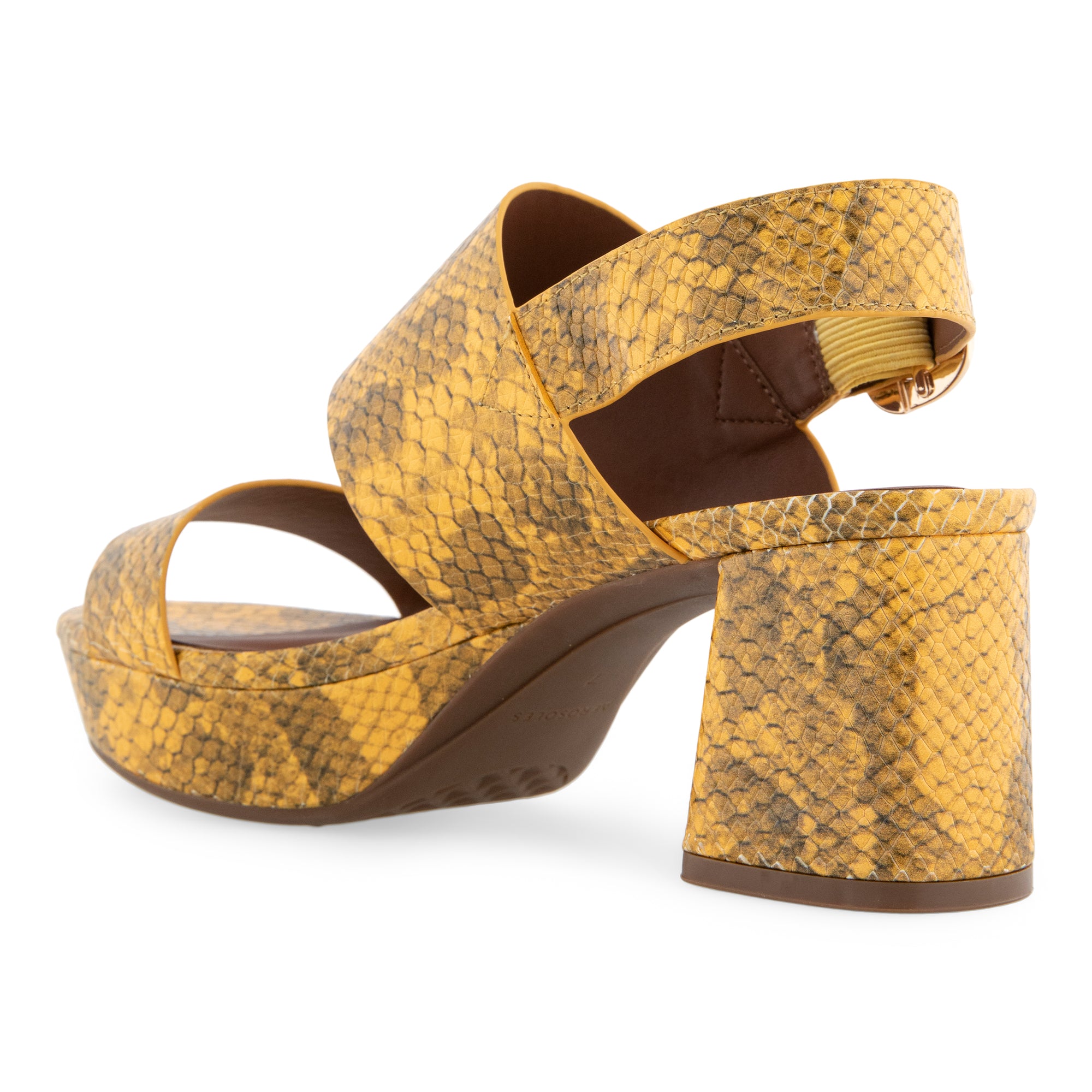 Camera Sandal Platform | Marigold Snake Print Leather