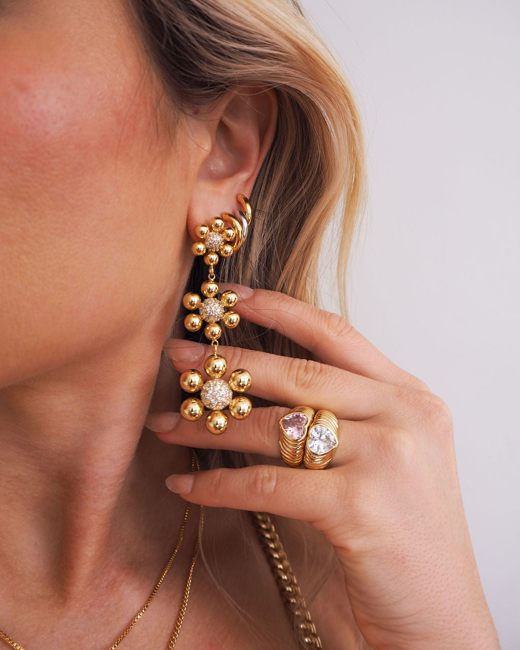 Daisy Statement Earrings | Gold