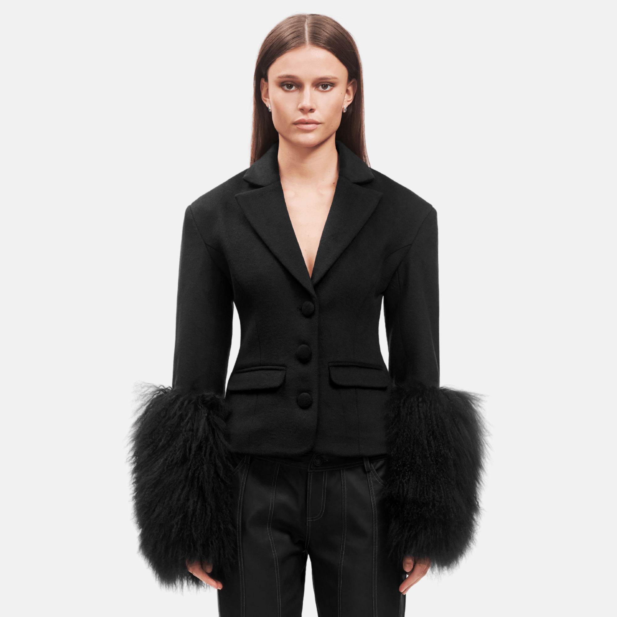 OW Collection FRANCES Wool Blazer Blazer 121 - Black