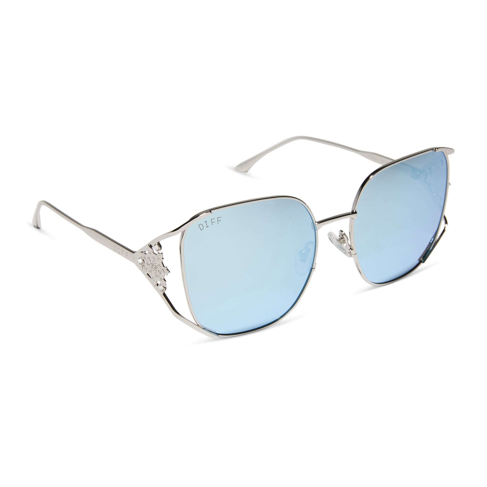 Womens | Elsa Sunglasses | Cool Silver Gloss Metal | Ice Blue Polarized Lenses