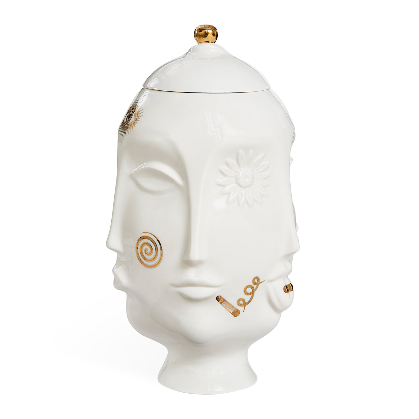 gilded frida urn porcelain white gold accents - view 5