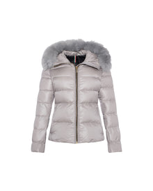 Après-Ski Jacket With Detachable Toscana Shearling Lamb Hood Trim | Women | Gray x Gray (V1)