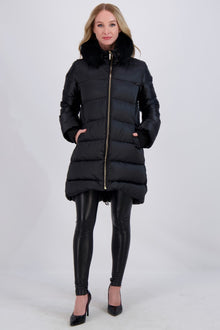 Après-Ski Jacket With Detachable Toscana Lamb Hood Trim | Women | Black x Black (V1)