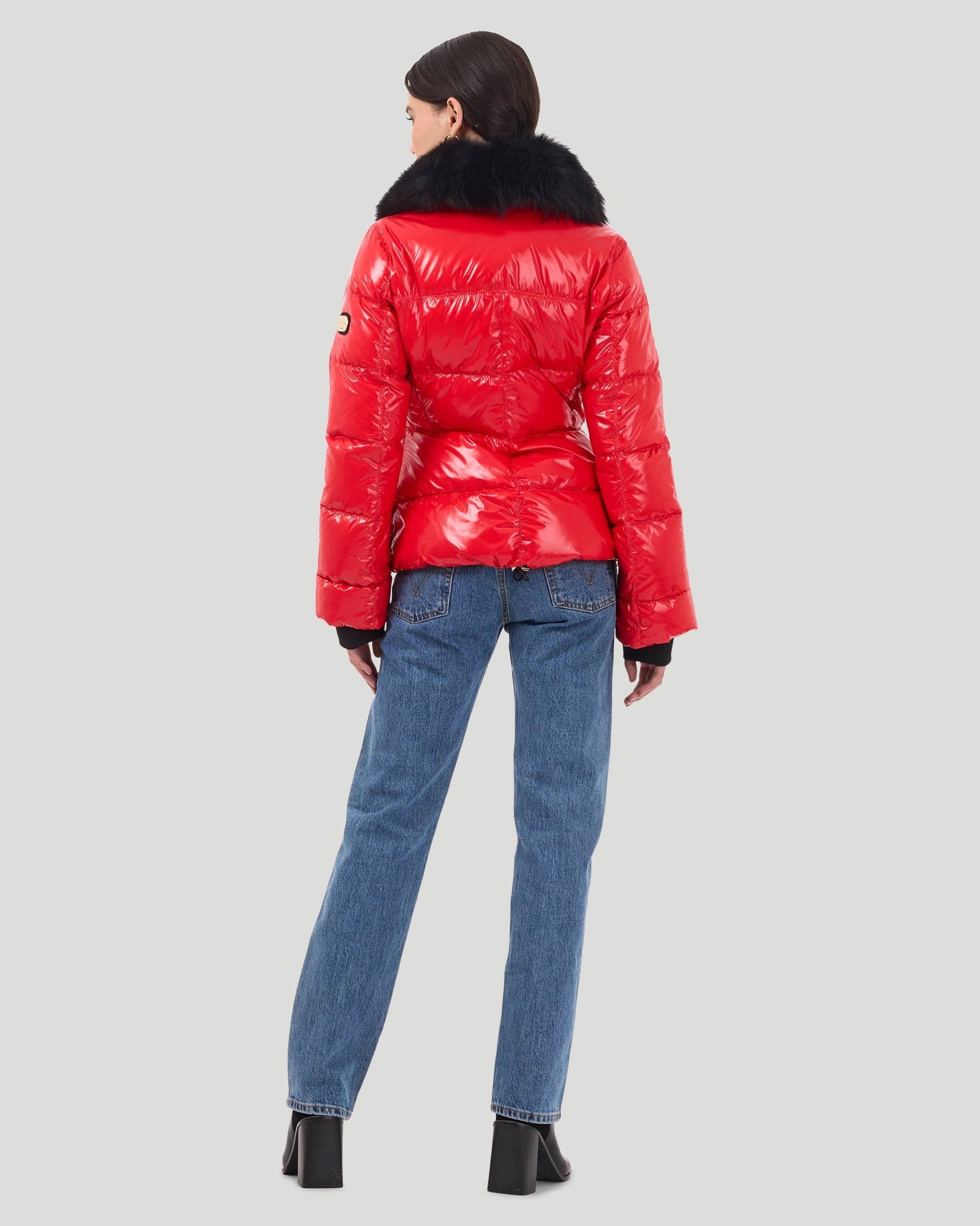 Après-Ski Jacket With Detachable Toscana Shearling Lamb Collar | Women | Red x Black