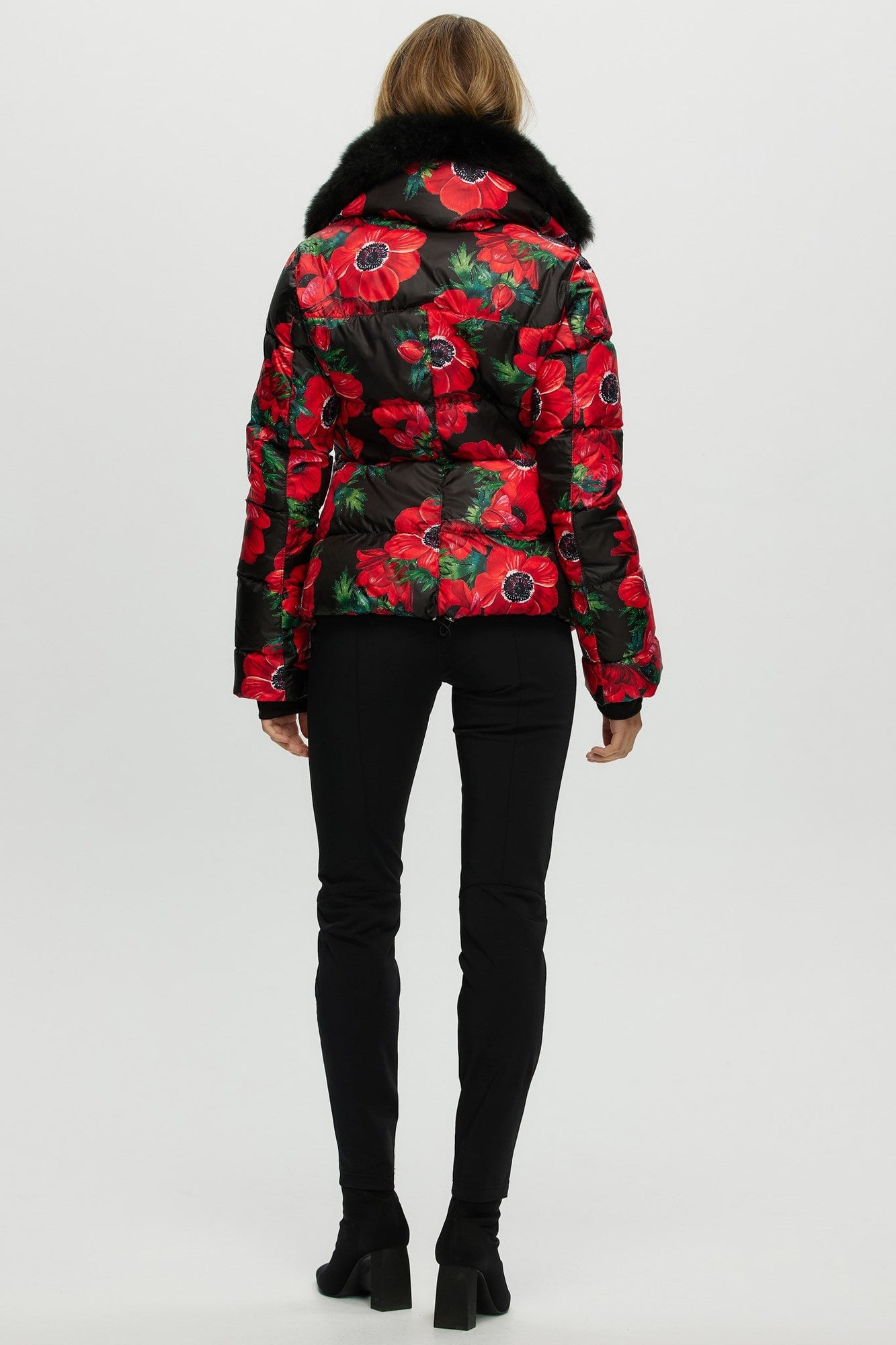 Après-Ski Jacket With Detachable Toscana Shearling Lamb Collar | Women | Black Poppy x Black