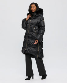 Après-Ski Jacket With Detachable Toscana Shearling Lamb Hood Trim | Women | Black x Black (V9)