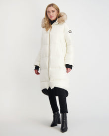 Après-Ski Jacket With Detachable Toscana Shearling Lamb Hood Trim | Women | Ivory x Whiskey (V2)