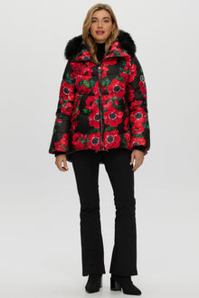 Après-Ski Jacket With Detachable Toscana Shearling Lamb Hood Trim | Women | Black Poppy x Black (V1)