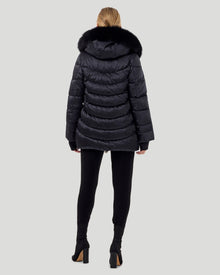 Après-Ski Jacket With Detachable Toscana Shearling Lamb Hood Trim | Women | Black x Black (V4)