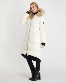 Après-Ski Jacket With Detachable Toscana Shearling Lamb Hood Trim | Women | Ivory x Whiskey (V2)