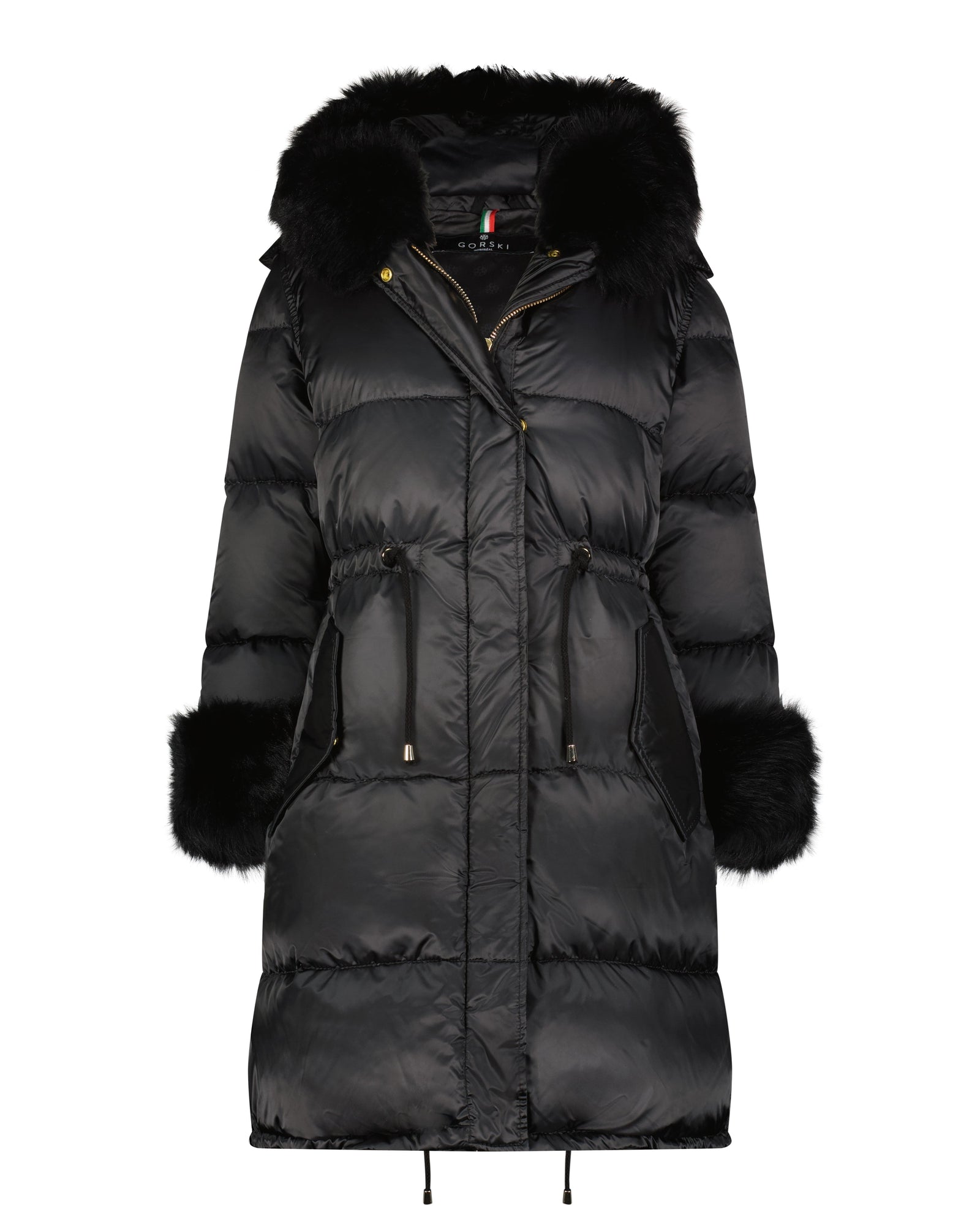 Après-Ski Jacket With Detachable Toscana Shearling Lamb Hood Trim & Toscana Shearling Lamb Cuffs | Women | Black x Black