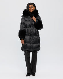 Après-Ski Jacket With Detachable Toscana Shearling Lamb Hood Trim & Toscana Shearling Lamb Cuffs | Women | Black x Black