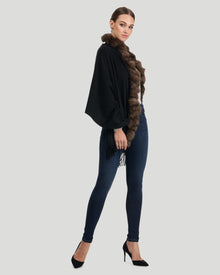 Cashmere Stole With Sable | Women | Black x Uptone