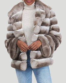 Classic Chinchilla Fur Jacket | Women | Beige (Pre-Order)