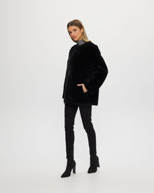 Collarless Select Shearling Lamb Jacket | Women | Black