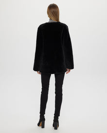 Collarless Select Shearling Lamb Jacket | Women | Black