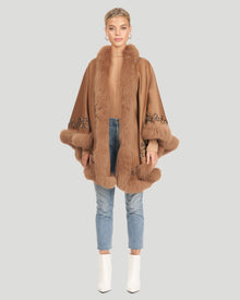 Embroidered Wool And Cashmere Cape | Women | Camel