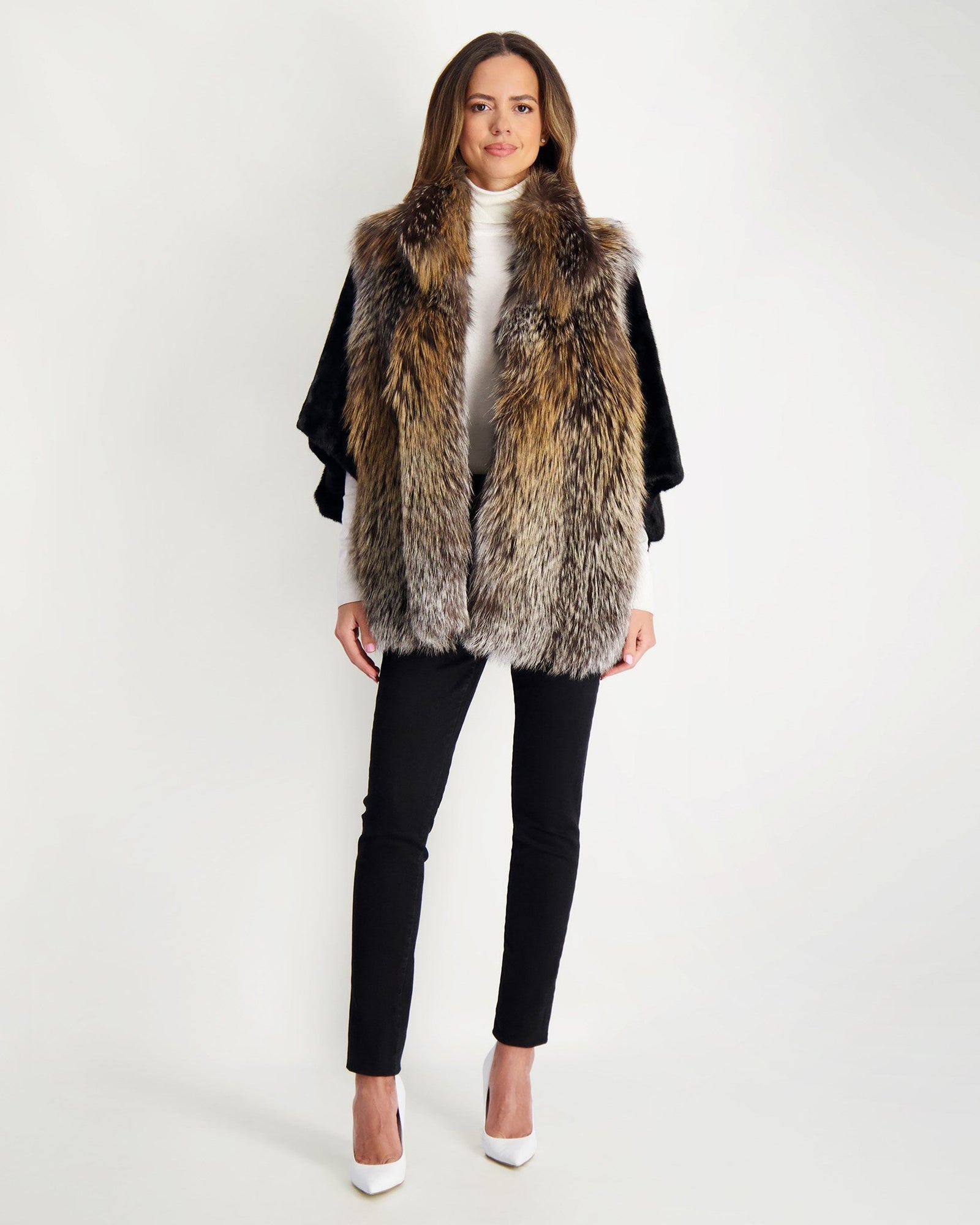 Fox Jacket With Mink Sleeves | Women | Gold Cross